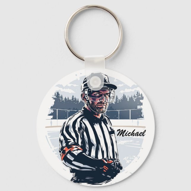 Llavero Moderno árbitro de hockey sobre hielo personalizad (Anverso)