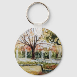 Llavero Moderno árbol natural y hierba del parque de caída