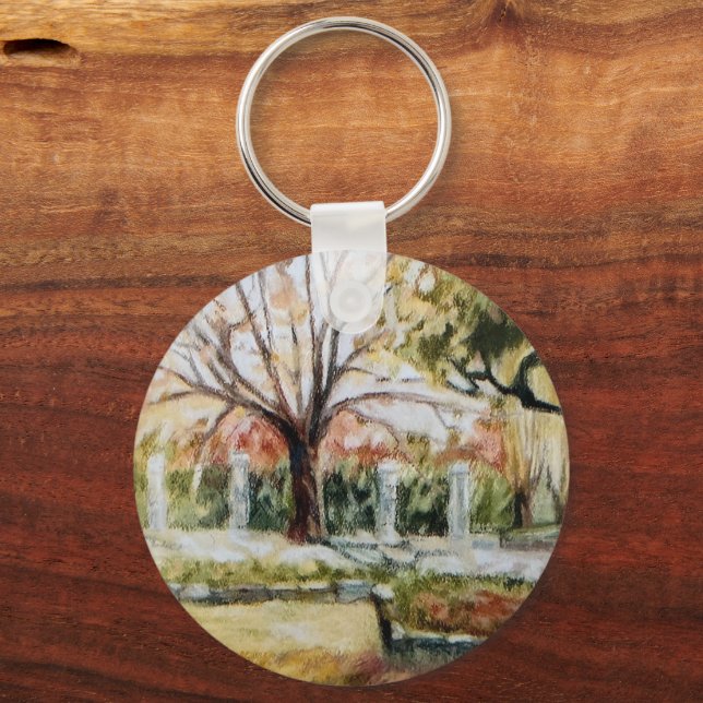 Llavero Moderno árbol natural y hierba del parque de caída (Anverso)