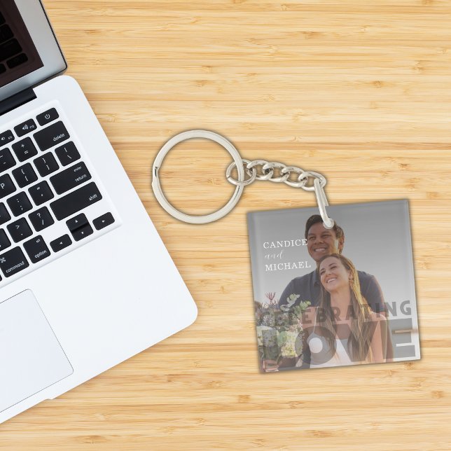 Llavero Moderno Boda Elegante De Fotografía En Blanco Y Ne (Subido por el creador)