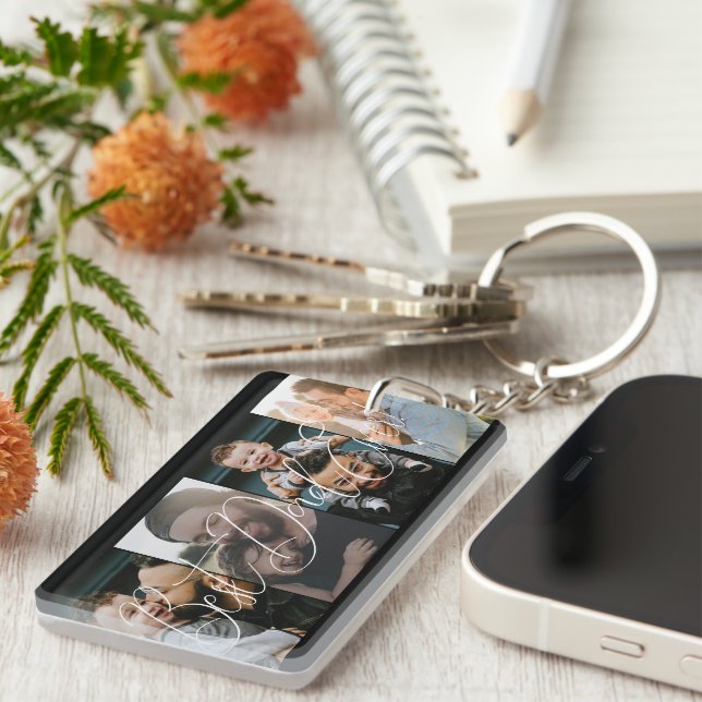 Llavero Moderno cuatro Collages de fotos mejor papá jamás (Frente Derecha)