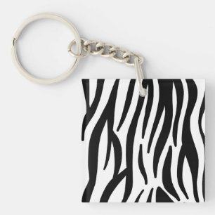 Llavero Moderno de Estampado de Cebra - Negro y Bl
