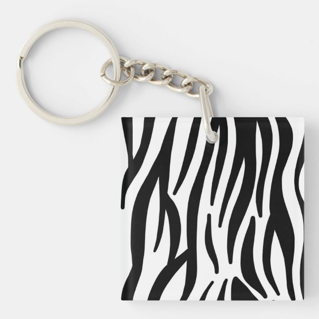 Llavero Moderno de Estampado de Cebra - Negro y Bl (Frente)