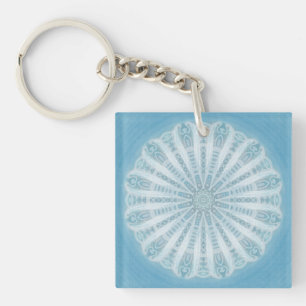 Llavero Moderno diseño en blanco y azul turquesa