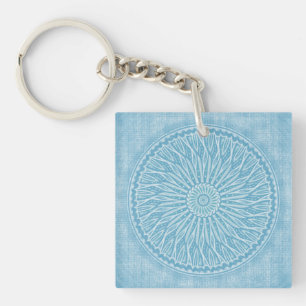 Llavero Moderno diseño en blanco y azul turquesa