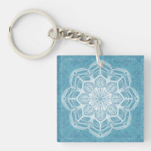 Llavero Moderno diseño en blanco y azul turquesa