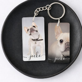 Llavero Moderno Elegante Foto y Texto Personalizados 