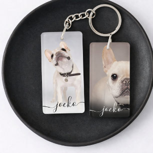 Llavero Moderno Elegante Foto y Texto Personalizados 