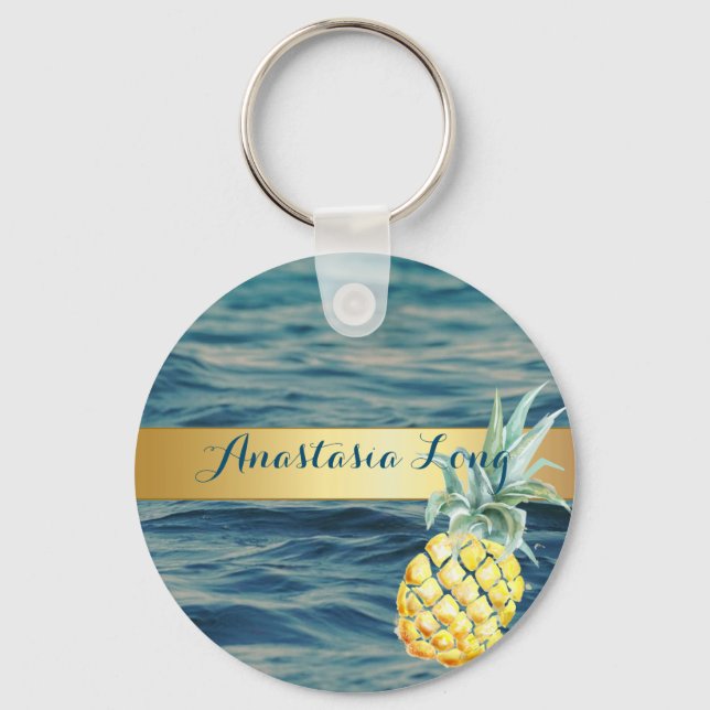 Llavero Moderno, Elegante, Playa, Ver, Piña (Anverso)