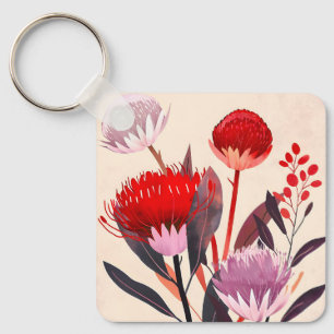 Llavero Moderno floral botánico boho minimalista