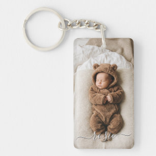 Llavero Moderno minimalista foto de bebé personalizada a d