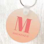 Llavero Moderno Monograma Denominación Inicial Gradiente D<br><div class="desc">Moderna tipografía minimalista monograma diseño inicial de nombre que se puede cambiar para personalizar. Fondo de degradado de color.</div>