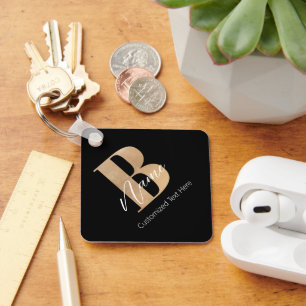 Llavero Moderno Monogramado Inicial B & Name Personalizado