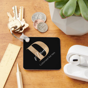 Llavero Moderno Monogramado Inicial D & Name Personalizado