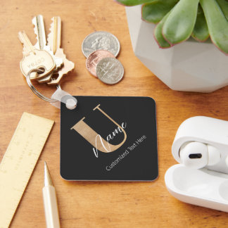 Llavero Moderno Monogramado inicial U & Name personalizado