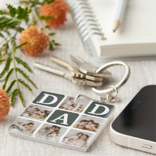 Llavero Moderno Multi Photo Grid Cute DAD Gift