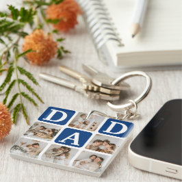 Llavero Moderno Multi Photo Grid Cute DAD Gift