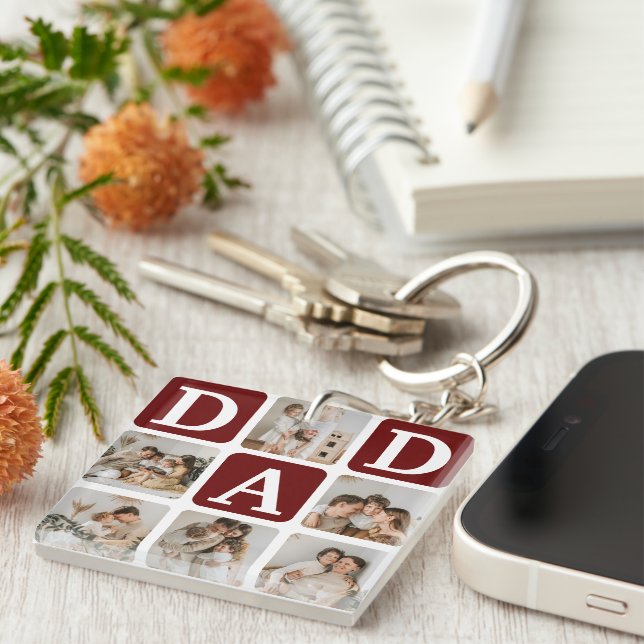 Llavero Moderno Multi Photo Grid Cute DAD Gift (Frente Derecha)