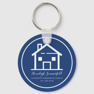 Llavero Moderno negocio de Personalizado azul inmobiliario