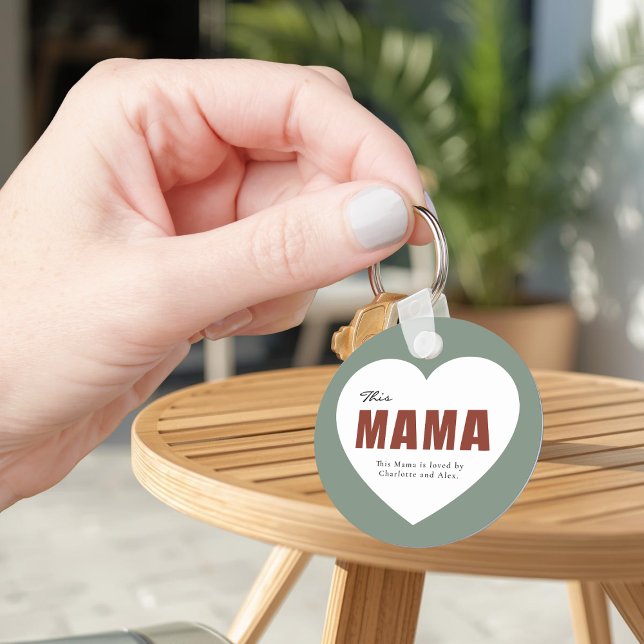 Llavero moderno personalizado corazón de Mama (Subido por el creador)