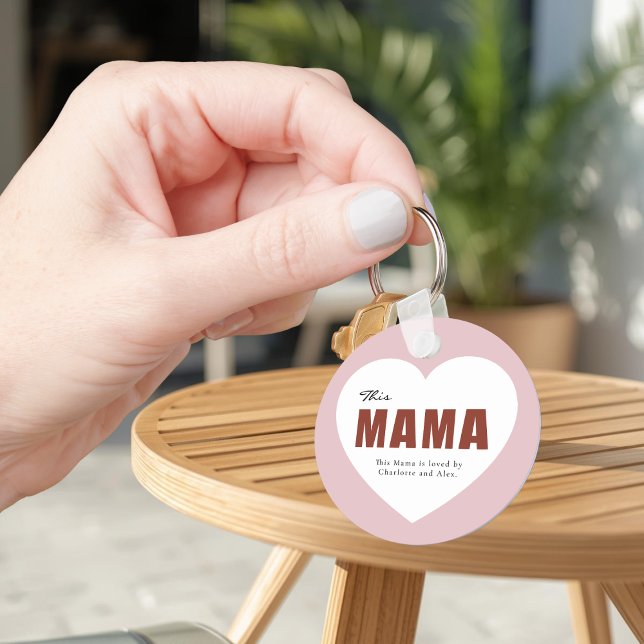 Llavero moderno personalizado corazón de Mama (Subido por el creador)