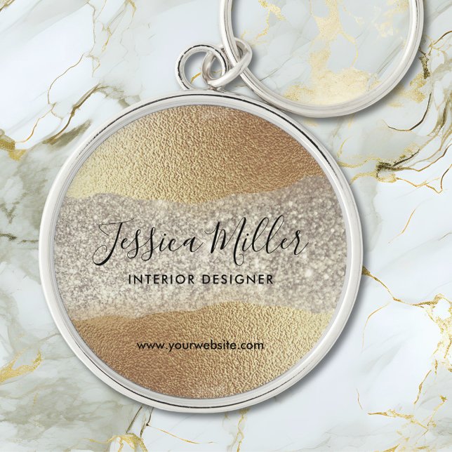 Llavero Moderno Purpurina de diamantes de oro Faux Relieve (Close up)