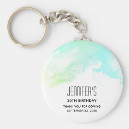 Llavero Moderno Resumen del evento de color de agua azul y