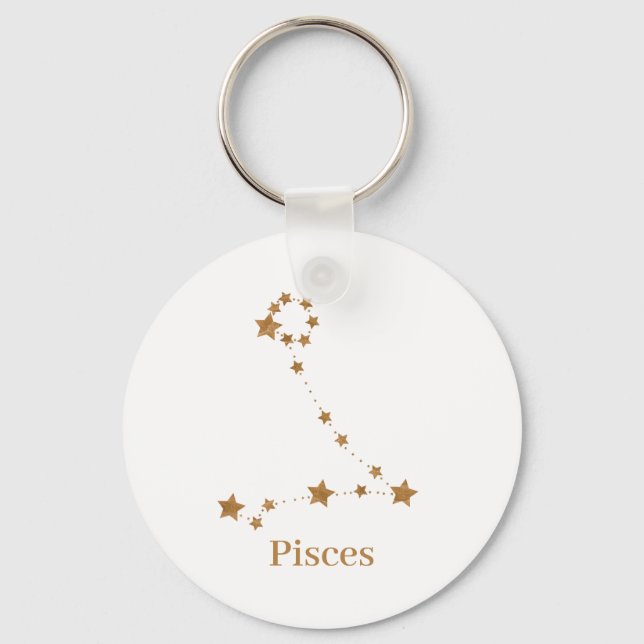 Llavero Moderno Rótulo Zodiaco Gold Pisces | Agua de eleme (Anverso)