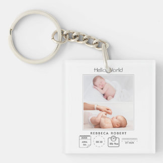 Llavero Moderno Simple Nuevo Bebé Personalizado 2 Foto 
