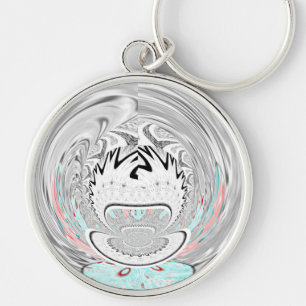 Llavero Moderno Urban Ash Gray Flora Abstract Pattern Art