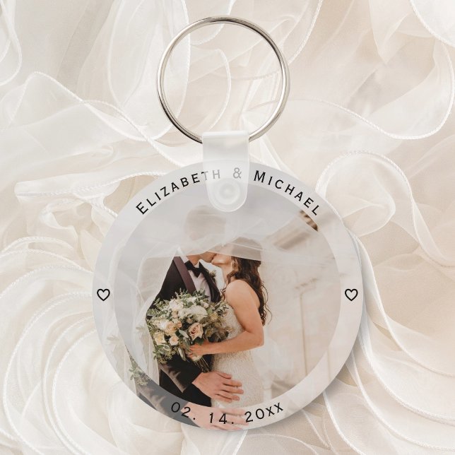 Llavero Moderno y simple novia y groom Photo Wedding Favor (Subido por el creador)