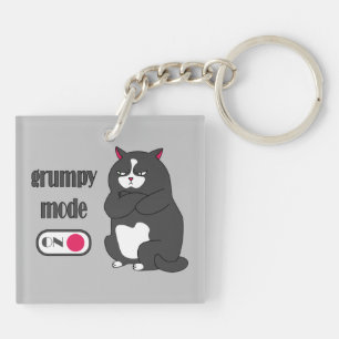 Llavero Modo gruñón en gato gordo gracioso