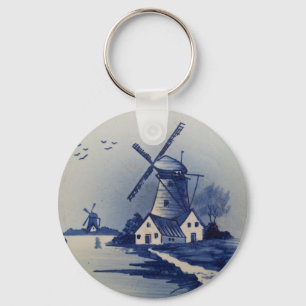 Llavero Molino de viento azul vintage Delft