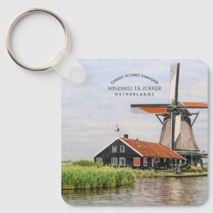 Llavero Molino de viento Zaanse Schans Acuarela Patrimonio