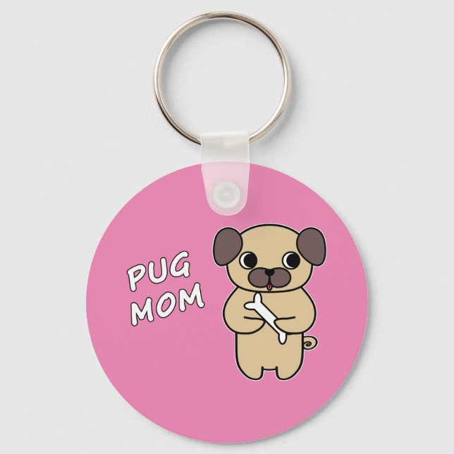 Llavero MOM DE PUG - Rosa (Anverso)