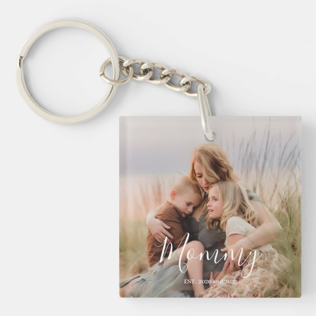 Llavero Mom Established Modern Elegant Script Photo  (Frente)
