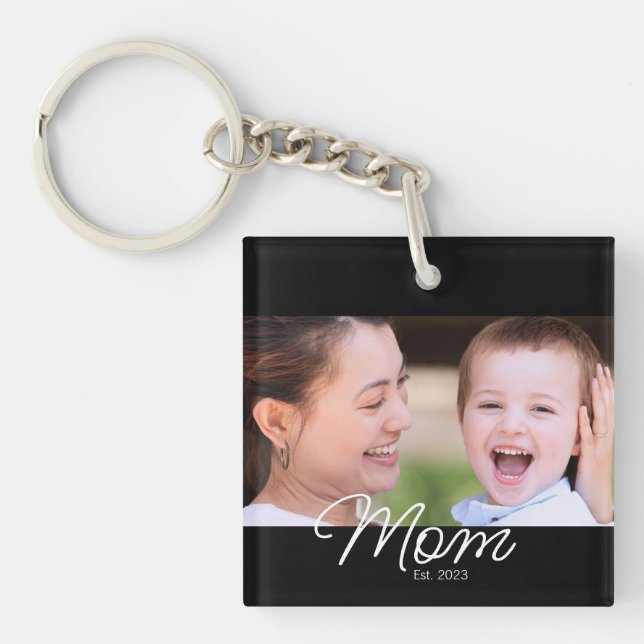 Llavero Mom Established Modern Script Photo (Frente)
