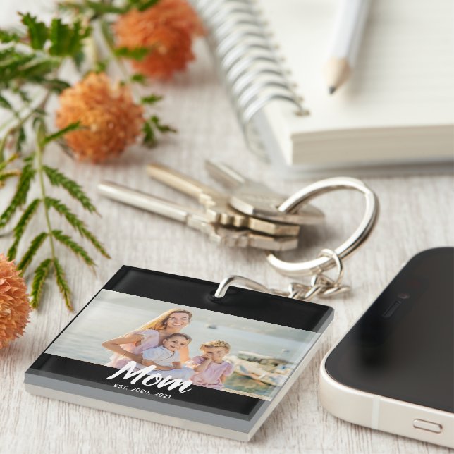 Llavero Mom Established Script Photo Custom Date (Frente Derecha)