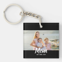 Llavero Mom Established Script Photo Custom Date