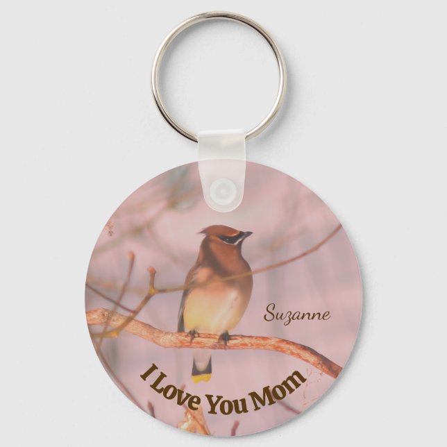 Llavero Mom I Love You Waxwing Personalized (Anverso)