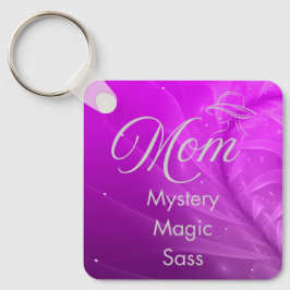 Llavero Mom is Mystery, Magic, Sass & Soul Keychain purple