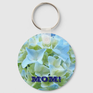 Llavero MOM! keychain gifts Blue Hydrangea Flowers Floral