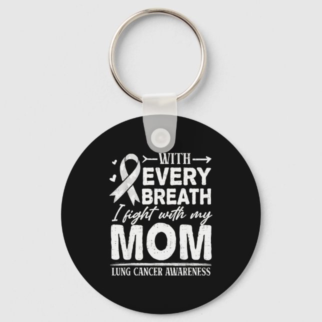 Llavero Mom Lung Cancer Awareness White Ribbon Family Supr (Anverso)