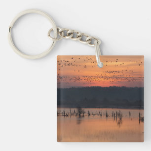 Llavero Momentos románticos Aves al amanecer foto con text