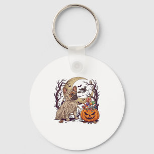 Llavero Momia de Halloween Bulldog Francés Calabaza Carame