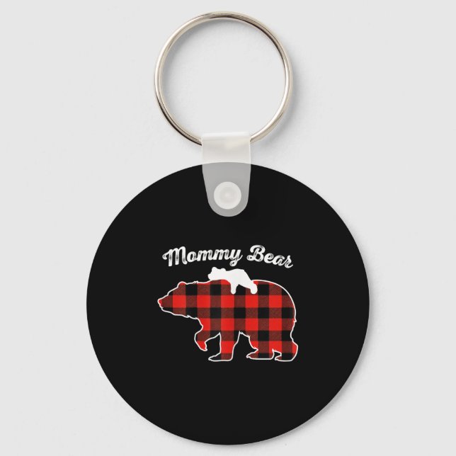 Llavero Mommy Bear Flannel Red Plaid Pajama Family Matchin (Anverso)