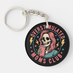 Llavero Moms Club Skull Desordenado Mamá Vida