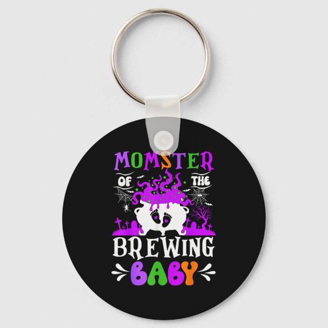 Llavero Momster Of The Brewing Baby Mom To Be Halloween  (Anverso)