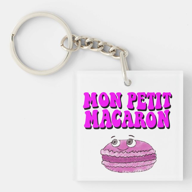 Llavero Mon Petit Macaron Retro Groovy Textos (Frente)