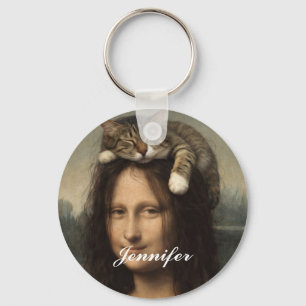 Llavero Mona Lisa con gato dormido